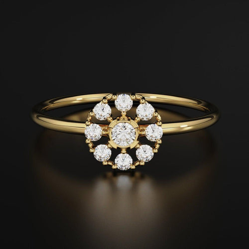 Round Diamond Band in 14k Gold / Brilliant Round Diamond Ring / Gold Band White Diamond Ring / Genuine Diamond Wedding Band - Jalvi & Co.