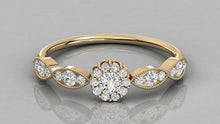 Load image into Gallery viewer, Round Diamond Band in 14k Gold / Floral Diamond Ring / Gold Band White Diamond Ring / Brilliant Diamond Wedding Band - Jalvi &amp; Co.