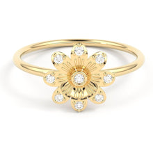 Load image into Gallery viewer, Round Diamond Band in 14k Gold / FLORAL Diamond Ring / Gold Band White Diamond Ring / Round Diamond Wedding Band - Jalvi &amp; Co.