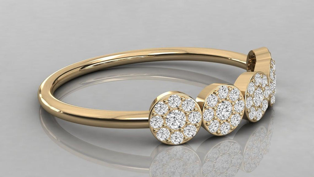 Round Diamond Band in 14k Gold / Floral Gold Diamond Ring / Gold Band White Diamond Ring / Round Diamond Wedding Band - Jalvi & Co.