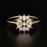 Round Diamond Band in 14k Gold / Floral Gold Diamond Ring / Gold Band White Diamond Ring / Round Diamond Wedding Band