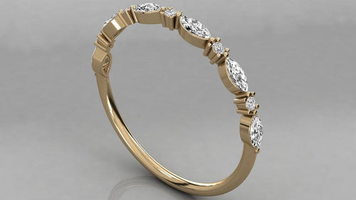 Round Diamond Band in 14k Gold / Marquise Diamond Ring / Gold Band White Diamond Ring / Marquise Diamond Wedding Band - Jalvi & Co.