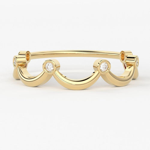 Round Diamond Band in 14k Gold / Round Diamond Ring / Gold Band White Diamond Ring / Brilliant Diamond Wedding Band - Jalvi & Co.