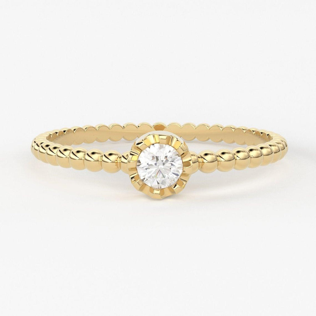 Round Diamond Band in 14k Gold / Round Diamond Ring / Gold Band White Diamond Ring / Round Diamond Wedding Band - Jalvi & Co.