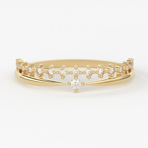 Round Diamond Band in 14k Gold / Round Diamond Ring / Gold Band White Diamond Ring / Round Diamond Wedding Band - Jalvi & Co.