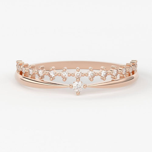 Round Diamond Band in 14k Gold / Round Diamond Ring / Gold Band White Diamond Ring / Round Diamond Wedding Band - Jalvi & Co.