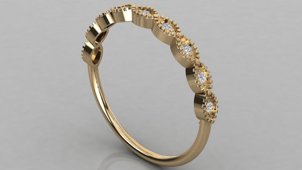 Round Diamond Band in 14k Gold / Round Diamond Ring / Gold Band White Diamond Ring / Round Diamond Wedding Band - Jalvi & Co.