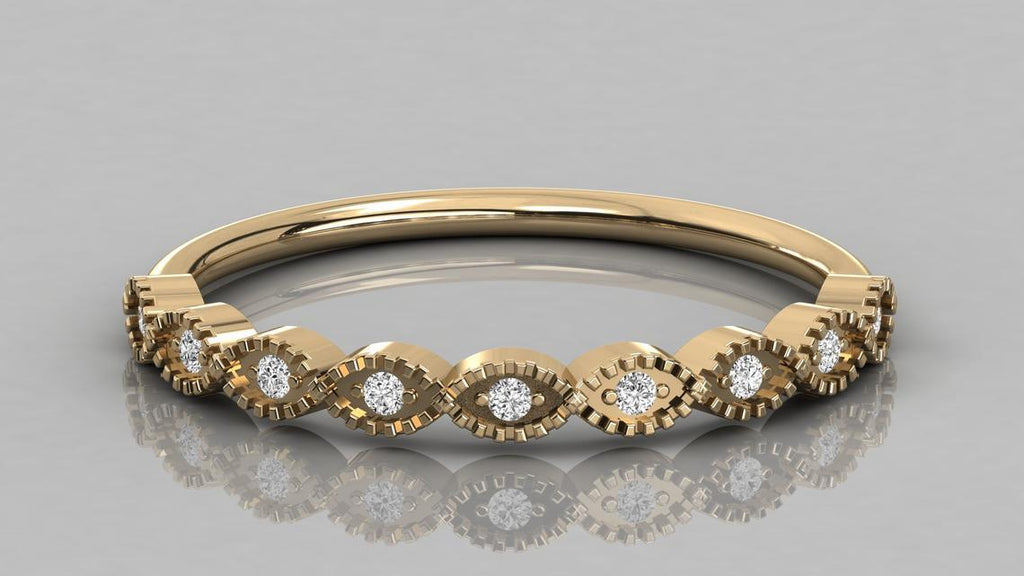 Round Diamond Band in 14k Gold / Round Diamond Ring / Gold Band White Diamond Ring / Round Diamond Wedding Band - Jalvi & Co.