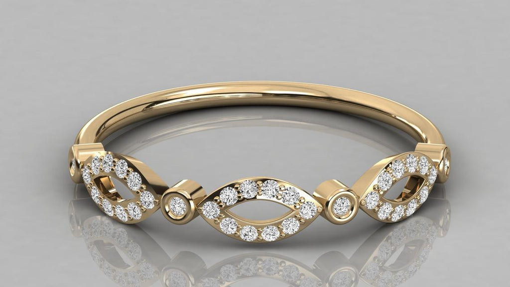 Round Diamond Band in 14k Gold / Round Diamond Ring / Gold Band White Diamond Ring / Round Diamond Wedding Band - Jalvi & Co.