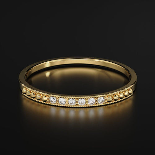 Round Diamond Band in 14k Gold / Round Gold Diamond Ring / Gold Band White Diamond Ring / Brilliant Diamond Wedding Band - Jalvi & Co.