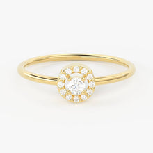 Load image into Gallery viewer, Round Diamond Band in 14k Gold / Solitaire Gold Diamond Ring / Gold Band White Diamond Ring / Brilliant Diamond Wedding Band - Jalvi &amp; Co.