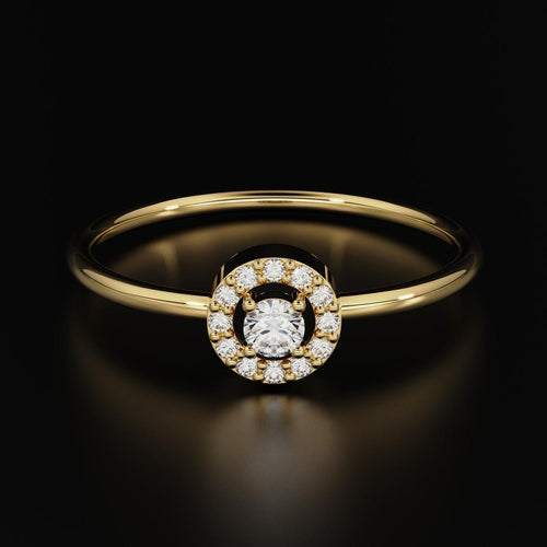 Round Diamond Band in 14k Gold / Solitaire Gold Diamond Ring / Gold Band White Diamond Ring / Brilliant Diamond Wedding Band - Jalvi & Co.