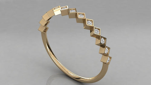 Round Diamond Band in 14k Gold / Square Diamond Ring / Gold Band White Diamond Ring / Brilliant Diamond Wedding Band - Jalvi & Co.