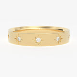 Round Diamond Band in 14k Gold / Star Diamond Ring / Gold Band White Diamond Ring / Star Diamond Wedding Band