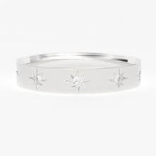 Load image into Gallery viewer, Round Diamond Band in 14k Gold / Star Diamond Ring / Gold Band White Diamond Ring / Star Diamond Wedding Band - Jalvi &amp; Co.