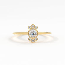 Load image into Gallery viewer, Round Diamond Engagement Ring / Bezel Set Ring / 0.25 carat Diamond Ring / Cluster Diamond Ring / Flower 14k &amp; 18k Solid Gold Ring/ Wedding - Jalvi &amp; Co.