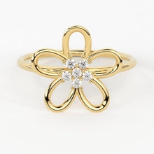 Load image into Gallery viewer, Round Diamond Floral Ring / 14k Round Cut Diamond Flower Ring / Women&#39;s Diamond Ring - Jalvi &amp; Co.