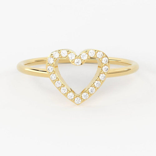 Round Diamond Heart Band / 14k Gold Diamond Women's Wedding Ring / Gold Ring / Anniversary Gift - Jalvi & Co.