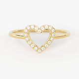 Round Diamond Heart Band / 14k Gold Diamond Women's Wedding Ring / Gold Ring / Anniversary Gift