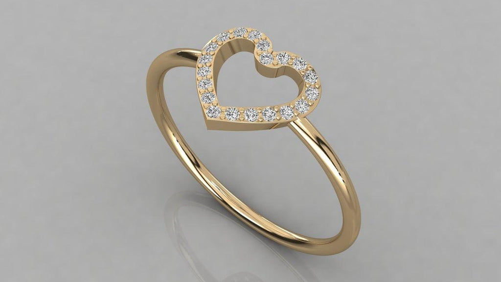 Round Diamond Heart Band / 14k Gold Diamond Women's Wedding Ring / Gold Ring / Anniversary Gift - Jalvi & Co.