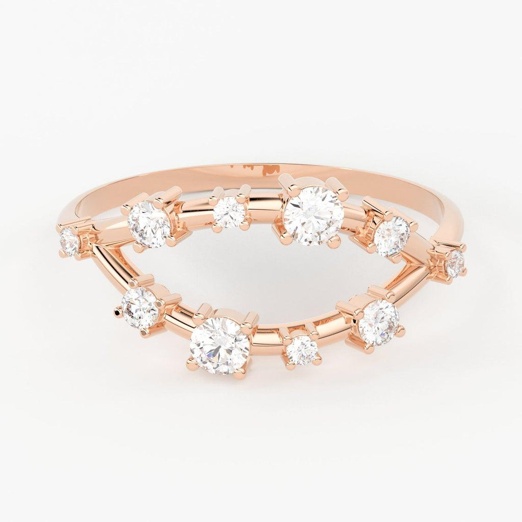 Round Diamond in 14k Gold / Brilliant Diamond Ring / Gold Band White Diamond Ring / Diamond Bezel Set Wedding Band - Jalvi & Co.