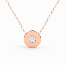 Load image into Gallery viewer, Round Diamond Pendant in 14k Solid Gold / European Bead / Dainty Diamond Necklace / Round Disc Pendant Necklace / Gold Necklace / Disc Charm - Jalvi &amp; Co.
