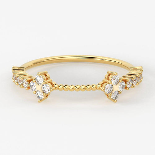 Round Diamond Wedding Band / 14K Gold Rope Round Diamond Ring / Engagement Ring - Jalvi & Co.