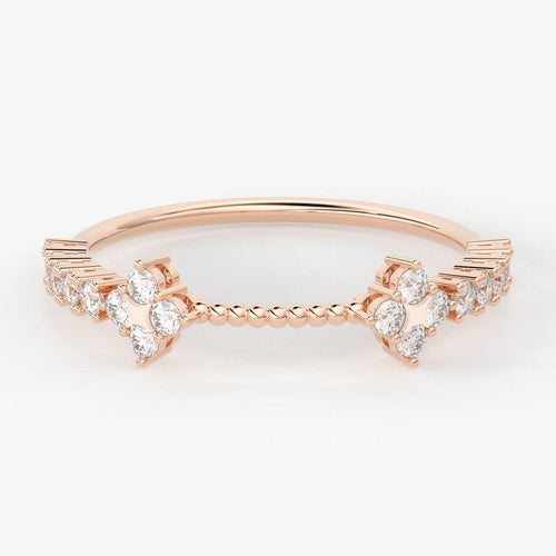 Round Diamond Wedding Band / 14K Gold Rope Round Diamond Ring / Engagement Ring - Jalvi & Co.