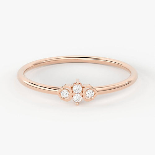 Round Diamond Wedding Band / 14k Gold Round Heart Shape Women's Wedding Ring Available in Rose Gold White Gold - Jalvi & Co.