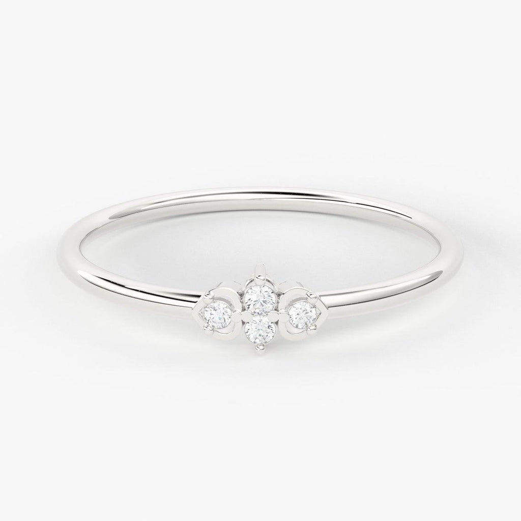 Round Diamond Wedding Band / 14k Gold Round Heart Shape Women's Wedding Ring Available in Rose Gold White Gold - Jalvi & Co.