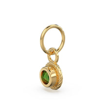 Load image into Gallery viewer, Round Solitaire Emerald 14k 18k Solid Gold Charm Pendant Jewelry Finding / Emerald Charm / Emerald Pendant / May Birthstone Emerald Pendant - Jalvi &amp; Co.