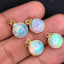 Load image into Gallery viewer, Round Welo Ethiopian Opal 10MM 14k 18k Solid Gold Charm Pendant Jewelry Finding / Opal Charm / Ethiopian Opal Pendant - Jalvi &amp; Co.