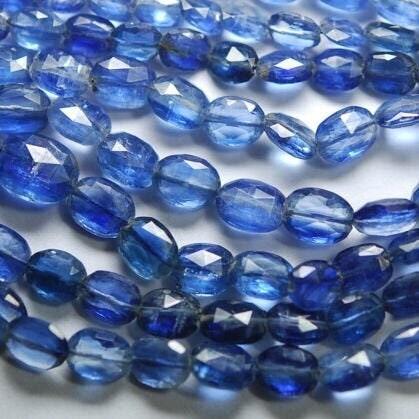 Royal Blue Kyanite Faceted Oval Gemstone Loose Spacer Beads Strand 4