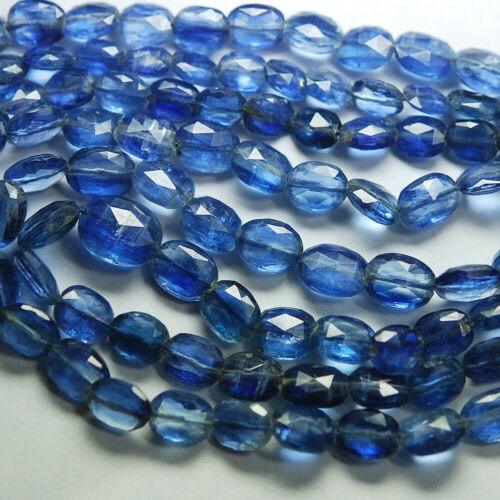 Royal Blue Kyanite Faceted Oval Gemstone Loose Spacer Beads Strand 4