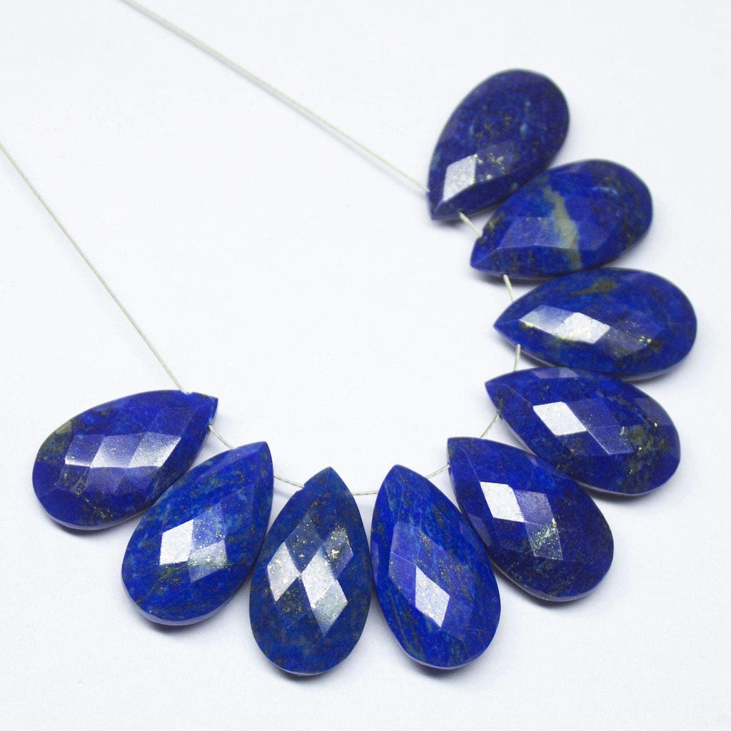 Royal Blue Lapis Lazuli Faceted Pear Drop Briolette Pair Loose Beads 5pc 14mm x 10mm - Jalvi & Co.