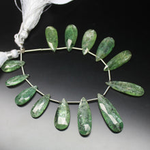 Load image into Gallery viewer, Royal Green Kyanite Faceted Pear Drops Loose Gemstone Beads 13pc 16mm 28mm - Jalvi &amp; Co.