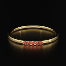 Load image into Gallery viewer, Ruby Band in 14k Gold / Round Brilliant Ruby Ring / Gold Band White Diamond Ring / Genuine Ruby Wedding Band - Jalvi &amp; Co.