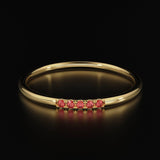 Ruby Band in 14k Gold / Round Brilliant Ruby Ring / Gold Band White Diamond Ring / Genuine Ruby Wedding Band