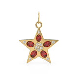 Ruby Diamond 14k 18k Solid Gold Star Charm / Celestial Brilliant Diamond Charm / Star Charm