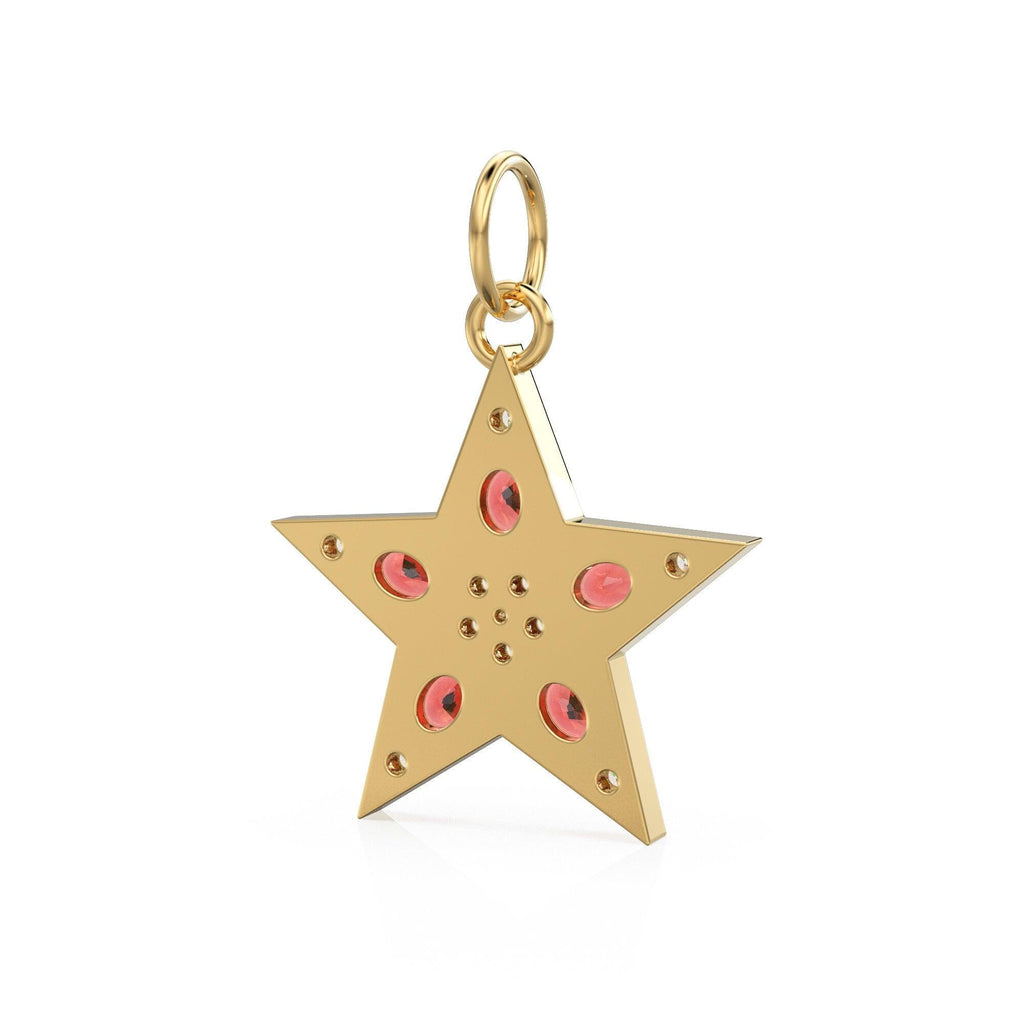 Ruby Diamond 14k 18k Solid Gold Star Charm / Celestial Brilliant Diamond Charm / Star Charm - Jalvi & Co.