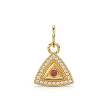 Load image into Gallery viewer, Ruby Emerald Blue Sapphire Trillion Diamond Studed 14k Solid Gold Charm Pendant, Diamond Pendant, Diamond Charm, Solid Gold Finding 13x12mm - Jalvi &amp; Co.