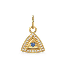 Load image into Gallery viewer, Ruby Emerald Blue Sapphire Trillion Diamond Studed 14k Solid Gold Charm Pendant, Diamond Pendant, Diamond Charm, Solid Gold Finding 13x12mm - Jalvi &amp; Co.