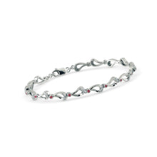 Load image into Gallery viewer, Ruby Tennis Bracelet Petals 14k Solid White Gold Handmade, Tennis Bracelet, Ruby Bracelet, Gold Bracelet, Diamond Bracelet - Jalvi &amp; Co.