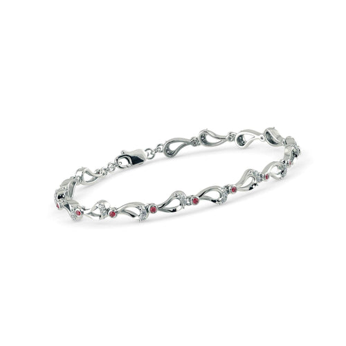 Ruby Tennis Bracelet Petals 14k Solid White Gold Handmade, Tennis Bracelet, Ruby Bracelet, Gold Bracelet, Diamond Bracelet - Jalvi & Co.