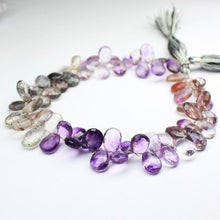 Load image into Gallery viewer, Rutile Amethyst Natural Faceted Pear Drop Gemstone Loose Beads 9&quot; 10mm 12mm - Jalvi &amp; Co.