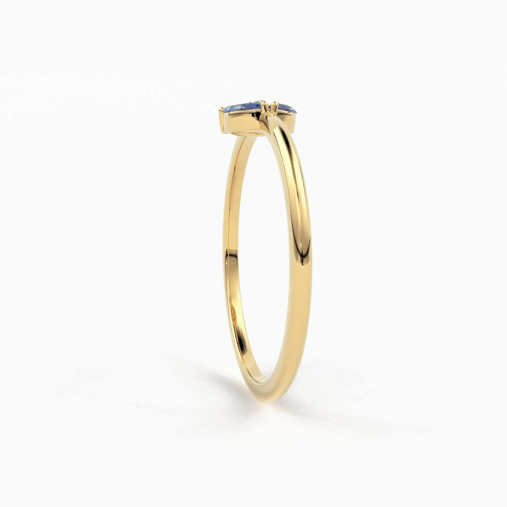 Sapphire Ring / Blue Sapphire Cluster Ring in 14k Solid Gold / Engagement Ring/ Unique Marquise Sapphire Diamond Ring / September Birthstone - Jalvi & Co.