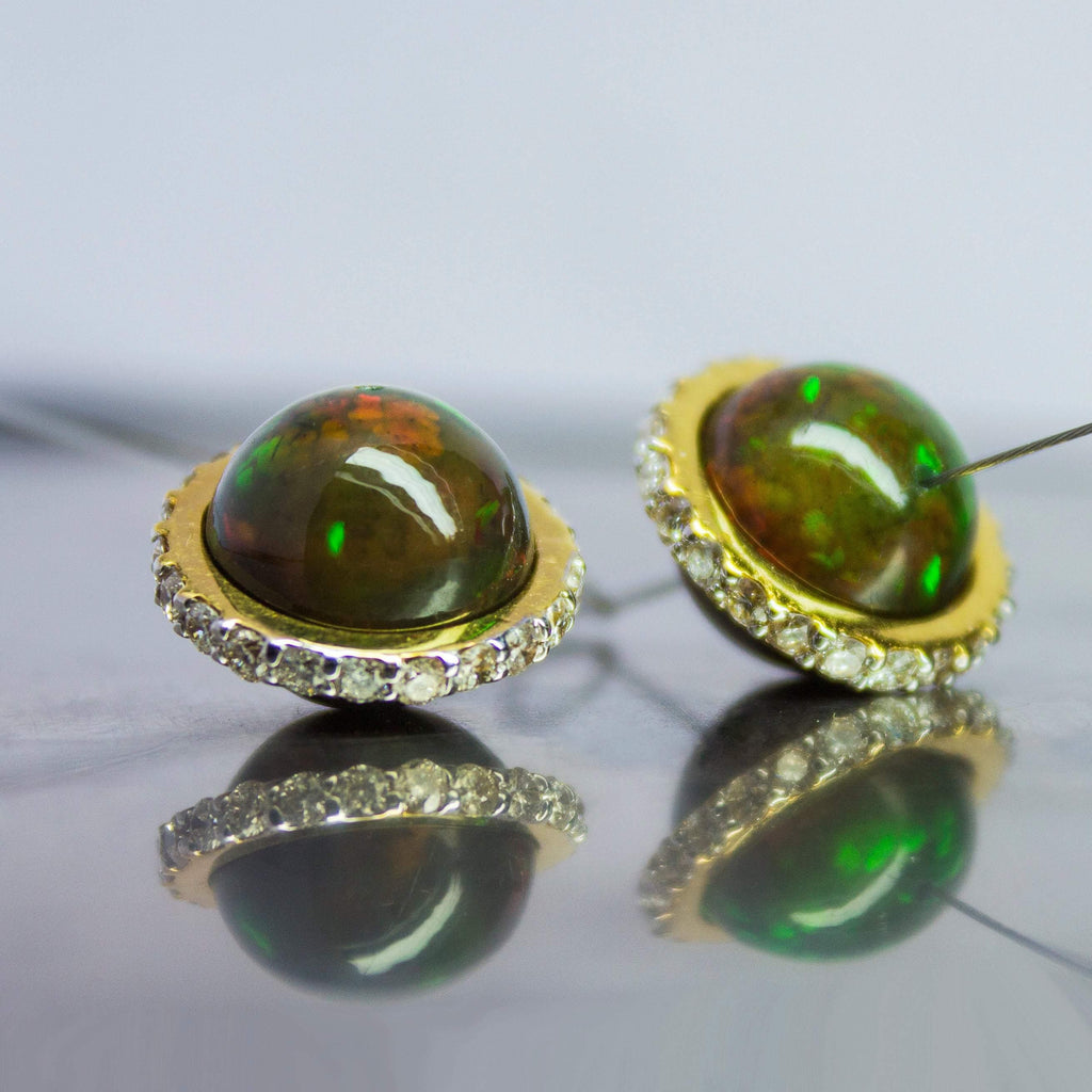 Saturn Black Opal 18k Gold Diamond Ring Spacer Beads, Black Opal Beads, Diamond Opal Bead, Luxury Finding (2) - Jalvi & Co.