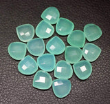 Seafoam Green Chalcedony Faceted Heart Drops Briolette Loose Beads 5pc 14mm