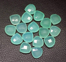 Load image into Gallery viewer, Seafoam Green Chalcedony Faceted Heart Drops Briolette Loose Beads 5pc 14mm - Jalvi &amp; Co.