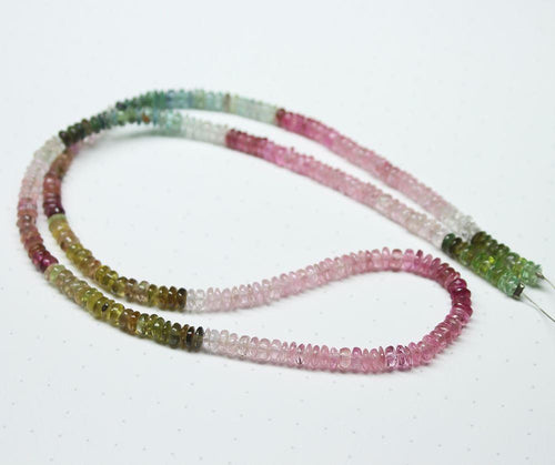 Shaded Multi Afghan Tourmaline Smooth Wheel Loose Gemstone Beads Strand 4mm 18